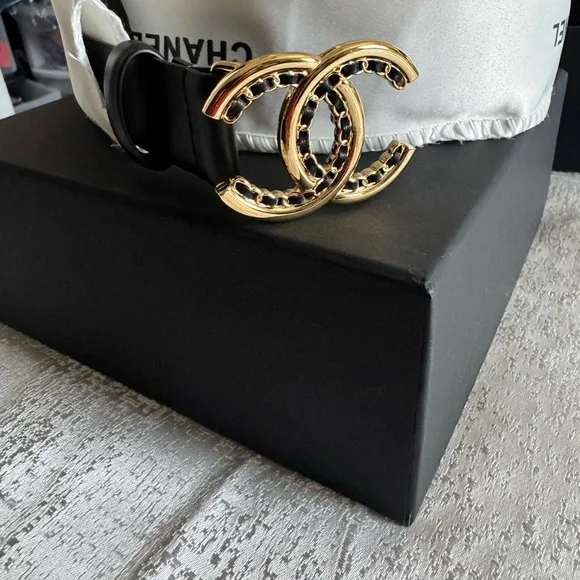 CHANEL | Accessories | Chanel Black And Gold Belt | Poshmark display picture 1